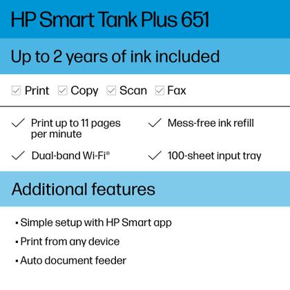 Imagem de Impressora multifuncional sem fio HP Smart -Tank Plus 651