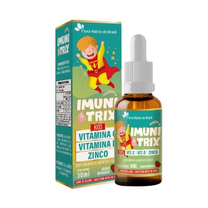 Imagem de Imunitrix Vitamina C, Vitamina D, Zinco 30ml Ferrix Ferro 5mg Porção 30ml Sabor Morango