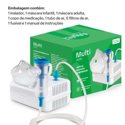 Imagem de Inalador Compressor AirPlus Bivolt Multilaser Saúde - HC223