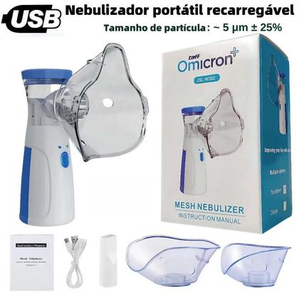Imagem de Inalador Mini Nebulizador Silencioso Portátil Sem Fio Ultrassônico recarregável Adulto e Infantil