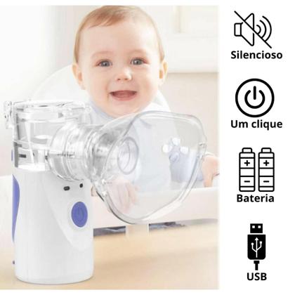 Imagem de Inalador Nebulizador Aerosol Portátil Inalação Infantil Adulto Sem Fio Recarregavel  Bivolt110/220v