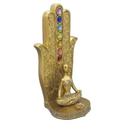 Imagem de Incensário 7 Chakras Porta Incensos Yoga Vertical em Resina Incenso Vareta Buda Ganesha Hamsa