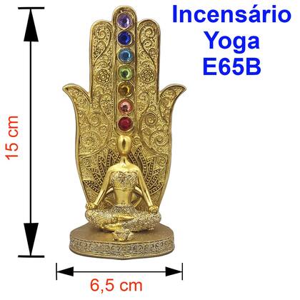 Imagem de Incensário 7 Chakras Porta Incensos Yoga Vertical em Resina Incenso Vareta Buda Ganesha Hamsa