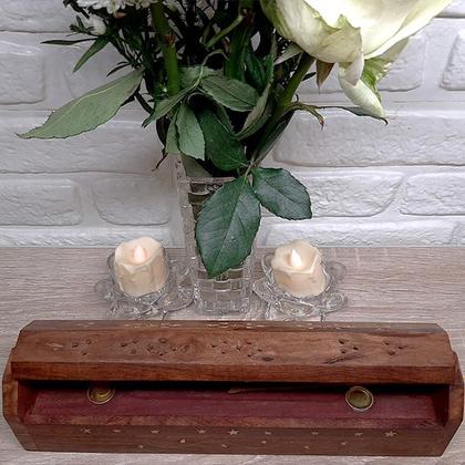 Imagem de Incensário Box Triplo Madeira Machetado Grande