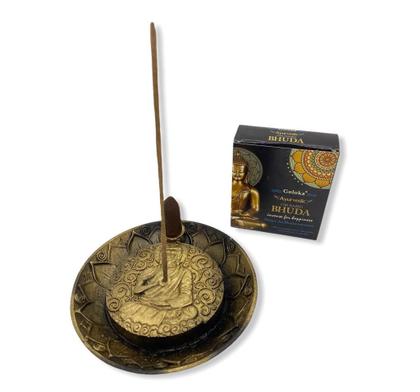 Imagem de Incensario cascata prato buda dourado