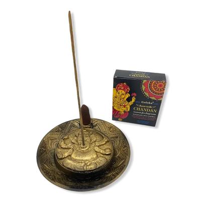 Imagem de Incensario cascata prato ganesha dourado