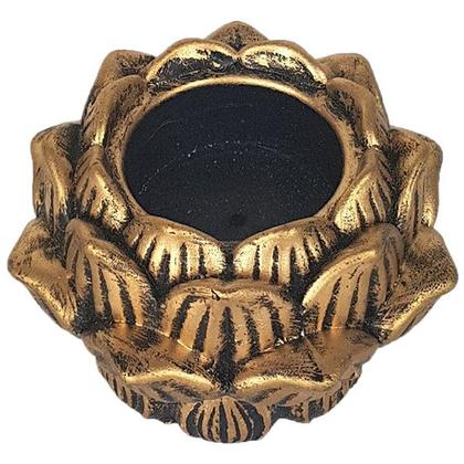 Imagem de Incensário Castiçal Flor De Lótus Ouro Grande Kit 2 Unid 13053