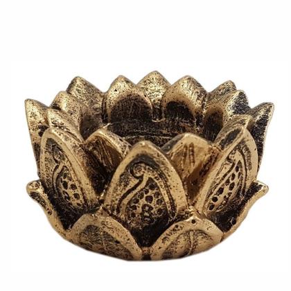 Imagem de Incensário Castiçal Flor De Lotus Resina 5 cm Kit 2 unidades
