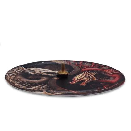 Imagem de Incensário Metal Vareta Dragões Branco e Vermelho Ímã 11 cm