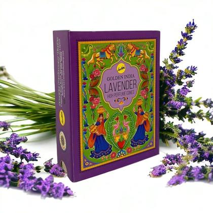 Imagem de Incenso Cascata Indiano Golden Lavanda Caixa Com 10 Cones