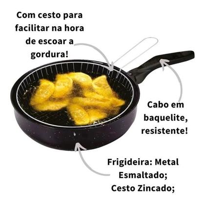 Imagem de Indução Frigideira Funda Esmaltada N26 com Cesto Escorredor