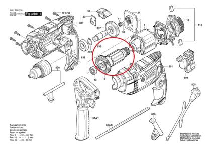 Imagem de Induzido para Furadeira Gsb 16 Re 850W 110V Bosch 1604010BP0