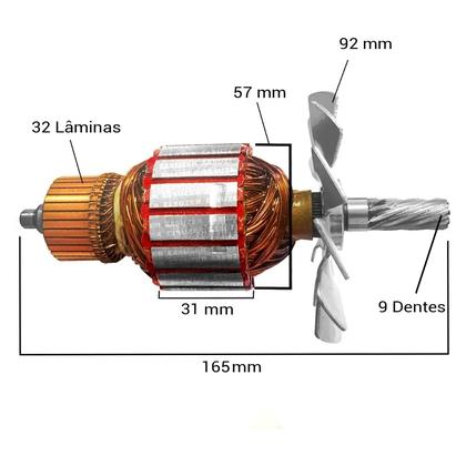 Imagem de Induzido Rotor Compatível Serra Circular Profissional Elétrica Bosch 1573 / GKS 7 1/4 220v