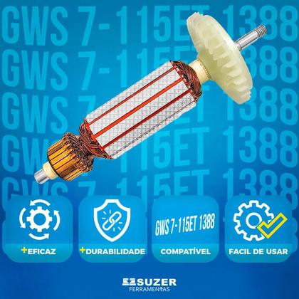 Imagem de Induzido Rotor Esmerilhadeira Bosch GWS 7-115 ET / 1388 220v