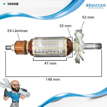 Imagem de Induzido Rotor Para Plaina Makita 82mm 1900b 220v