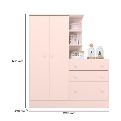 Imagem de Infantil Berço Mini Cama e Guarda Roupa C/ Cômoda Rosa