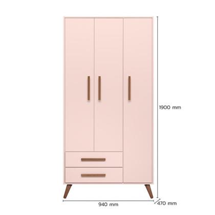 Imagem de Infantil Guarda Roupa Retro e Cômoda Sapateira Slim Rosa