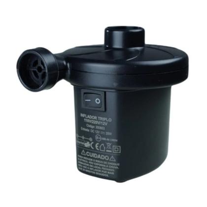Imagem de Inflador Elétrico Triplo Pneumática Bivolt Infla Desinfla Bomba de Ar Portátil Colchão Bóia Piscina Inflável Verão Praia