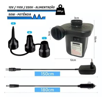 Imagem de Inflador Elétrico Universal para Colchões, Botes e Boias