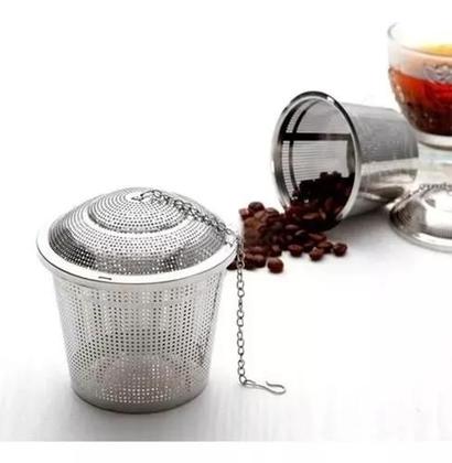 Imagem de Infusor Chá Cesta Inox C/ Corrente Reforçado 4,5 X 4 Cm