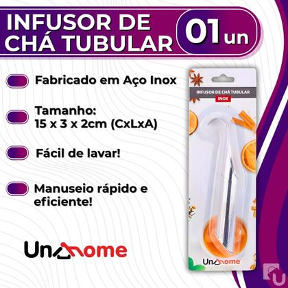 Imagem de Infusor Coador Peneira De Chás Ervas Tubular Em Aço Inoxidável Uny Home