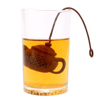 Imagem de Infusor de cha com timer difusor bebidas ampulheta bule marcador tempo em silicone