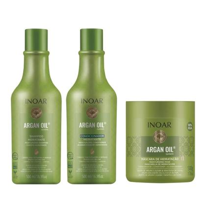 Imagem de Inoar Argan Oil Shampoo e Condicionador 500 ml e Máscara 500 g