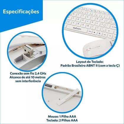 Imagem de Inovação Sem Cabos: Kit Teclado E Mouse Bluetooth Slim 2.4