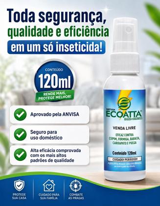 Imagem de Inseticida Ecoatta 120ml combate cupim formiga barata carrapato pulga Produto sem cheiro Aprovado pela ANVISA