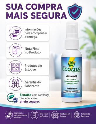 Imagem de Inseticida Ecoatta 120ml combate cupim formiga barata carrapato pulga Produto sem cheiro Aprovado pela ANVISA