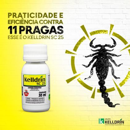 Imagem de Inseticida Kelldrin Sc 25 30ml Combate Mata Escorpião Barata Aranhas Traças Pulgas Carrapato Cupim Formiga Pulgões