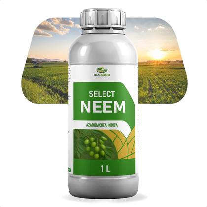Imagem de Inseticida Óleo de Neem Puro 1L Rende 300L Concentrado Proteção Para Plantas Lavouras Hortas Jardim