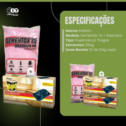 Imagem de Inseticida P/ Pragas Sementox Ts Raid Isca Mata Barata 2un