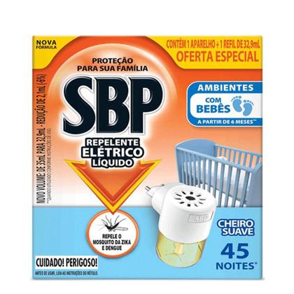 Imagem de Inseticida SBP Elétrico Aparelho + Refil Líquido 45 Noites Suave