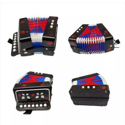 Imagem de Instrumento Musical Sanfona Infantil Acordeon Com 7 Teclas 3 Baixos