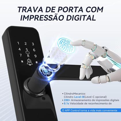 Fechadura De Porta Sem Chave Com Maçaneta, Fechadura Wi-Fi Para Porta Da Frente Controle Por Aplicativo De Senha De Pri I.1073938783