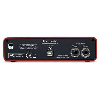 Interface de Áudio Focusrite Scarlett 2I2 USB com 2 Entradas e 2