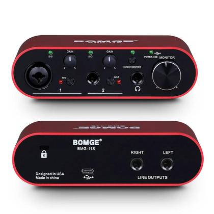 Imagem de Interface de Áudio Profissional BOMGE BMG-11S - 24-bit/192kHz - Monitor com Amplificador de Fone