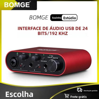 Imagem de Interface de Áudio Profissional BOMGE BMG-11S - 24-bit/192kHz - Monitor com Amplificador de Fone