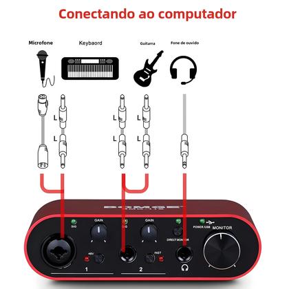 Imagem de Interface de Áudio Profissional BOMGE BMG-11S - 24-bit/192kHz - Monitor com Amplificador de Fone