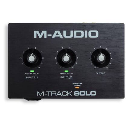 Imagem de Interface de Áudio USB M-Audio M-Track Solo com Pré-Amplificador Crystal e Phatom Power - Preto