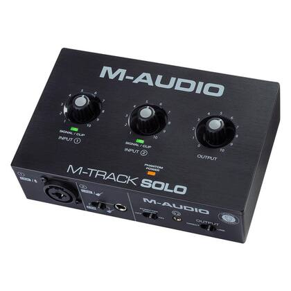 Imagem de Interface de Áudio USB M-Audio M-Track Solo com Pré-Amplificador Crystal e Phatom Power - Preto