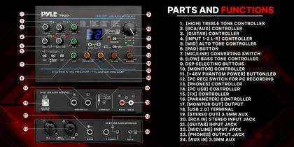 Imagem de Interface de Áudio USB Pyle PMUX9 - com MIC/LINE, Guitarra e RCA