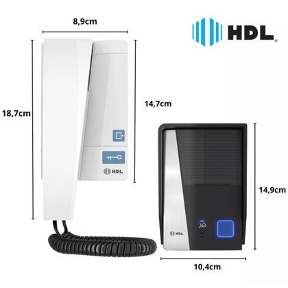 Imagem de Interfone Porteiro Eletrônico Residencial Áudio Advance Hdl com Fechadura C90 Cinza