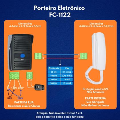 Imagem de INTERFONE PORTEIRO ELETRÔNICO RESIDENCIAL HLG Toca Campainha, atende e Fala, abre fechadura elétrica