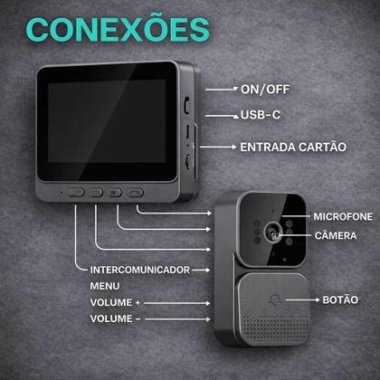 Imagem de Interfone Video Porteiro Camera Sem Fio Monitor 4.3 Acesso Casa