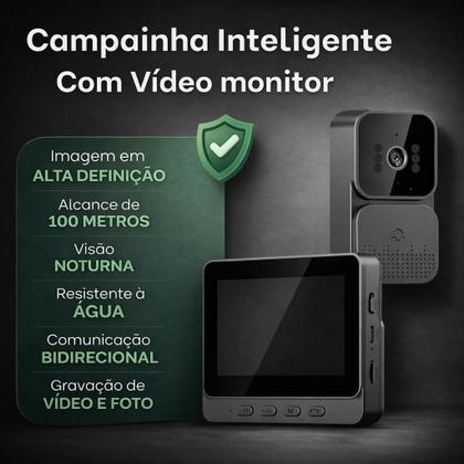 Imagem de Interfone Video Porteiro Camera Sem Fio Monitor 4.3 Acesso Casa
