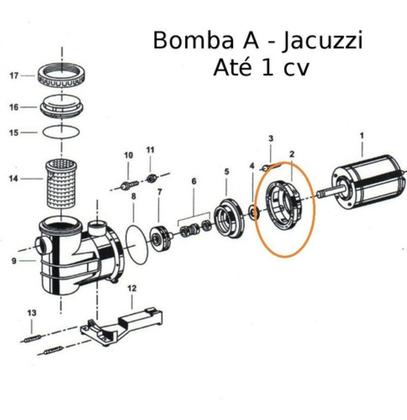Imagem de Intermediaria Flange Bomba A Jacuzzi Original De 1/4cv A 1cv
