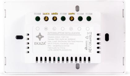 Imagem de Interruptor 1 Botão Wifi Inteligente Touch Alexa branco Ekaza
