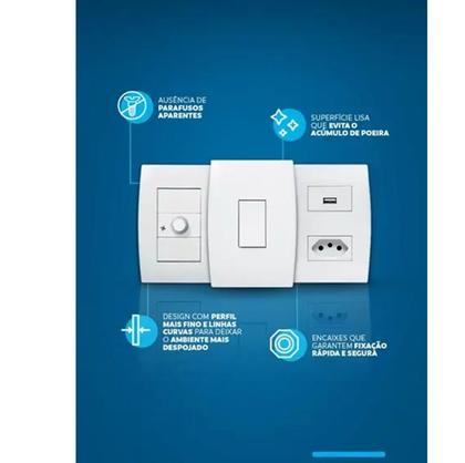 Imagem de Interruptor 1 Seção + Tomada 2P+T Branca 4 X 2 linha Ilus 10 Amperes SOPRANO 